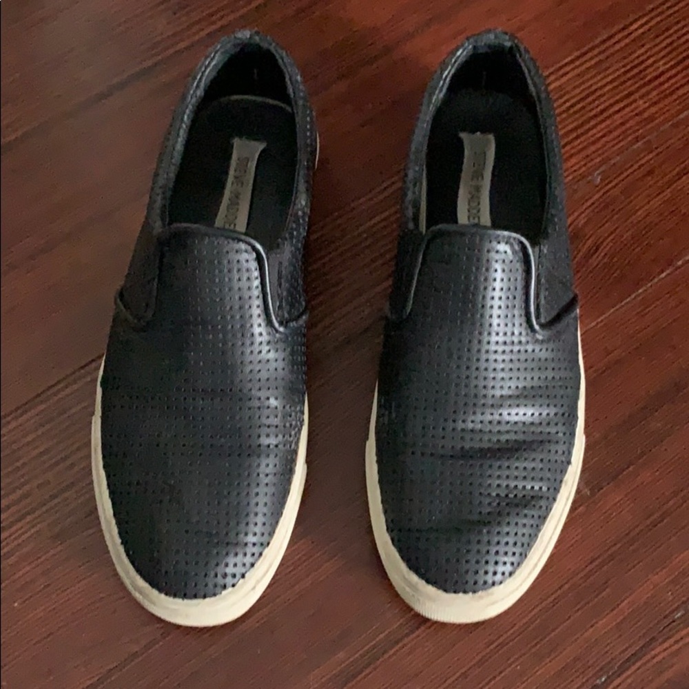 Steve Madden slip on leather street sneakers.